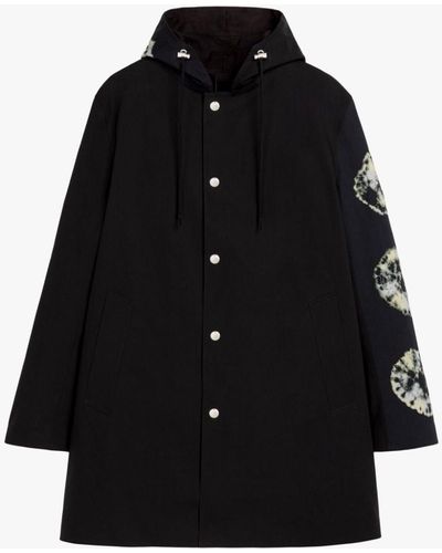 John Elliott Black Shibori Dye Bonded Cotton Hooded Coat