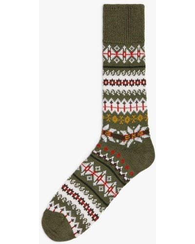 Mackintosh Green Wool Fair Isle Socks