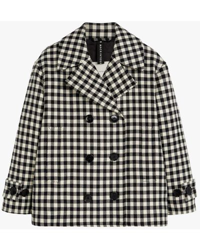 Mackintosh Fiona Black & White Check Wool Pea Coat Lmc-011