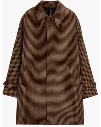 Mackintosh Soho Brown Houndstooth Wool Overcoat