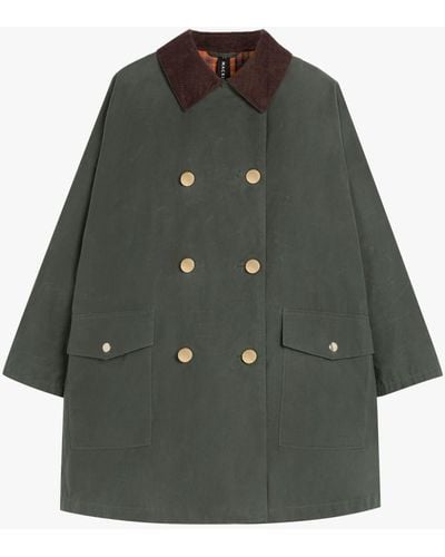 Mackintosh Humbie Green Waxed Cotton Overcoat - Gray