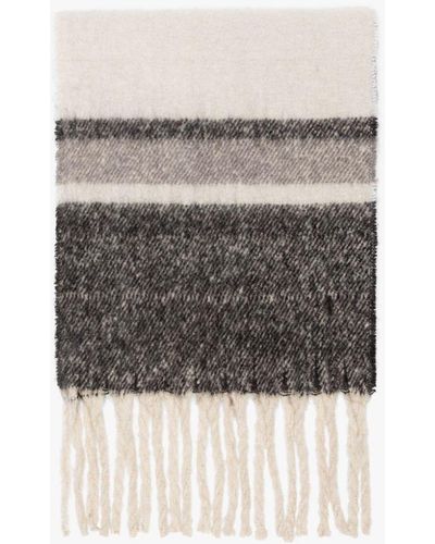 Mackintosh Black Striped Blanket Scarf - White