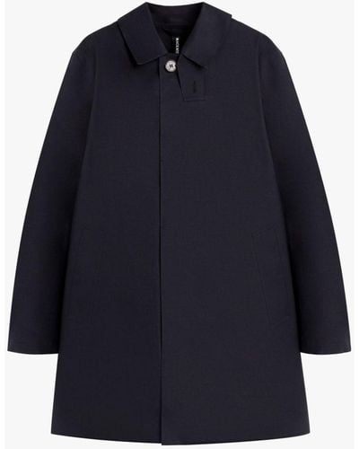 Mackintosh Dunkeld Navy Bonded Cotton Short Coat - Blue