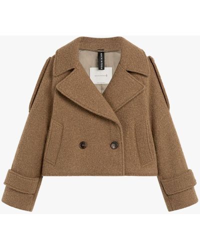 Mackintosh Kirstee Beige Wool Cropped Pea Coat - Brown