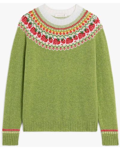 Mackintosh Kelsi Green Wool Fair Isle Crewnek Sweater