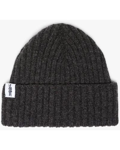 Mackintosh Billie Charcoal Wool Beanie Hat - Black