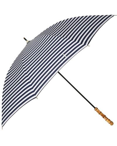 Mackintosh Heriot Bamboo Handle Stick Umbrella Inkxwht Border Acc-030 - Blue