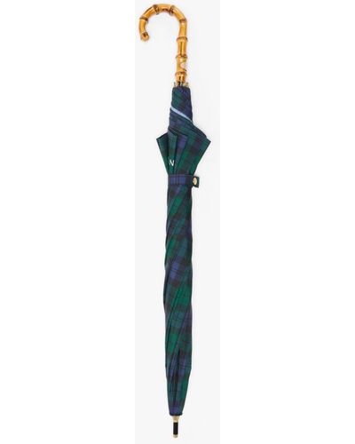 Mackintosh Heriot Black Watch Whangee Handle Stick Umbrella Acc-030 - Green