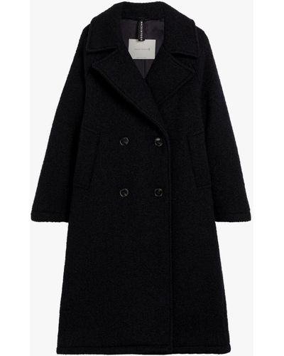 Mackintosh Robina Navy Virgin Wool Blend Double Breasted Coat - Black