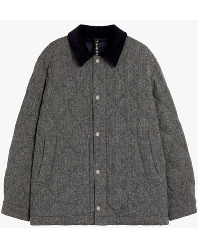 Mackintosh Teeming Grey Herringbone Wool Quilted Coach Jacket