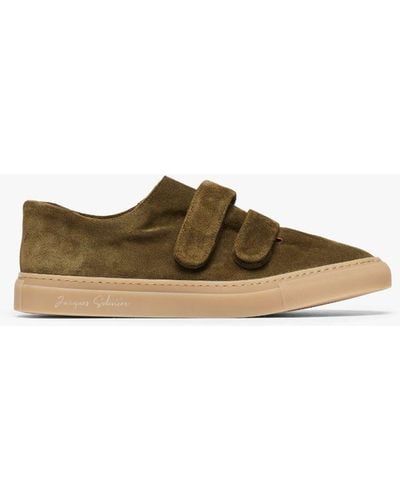 Mackintosh Jacques Solovière Kahki Suede Velcro® Sneakers - Green