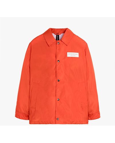 Mackintosh Teeming Orange Nylon Packable Coach Jacket - Red