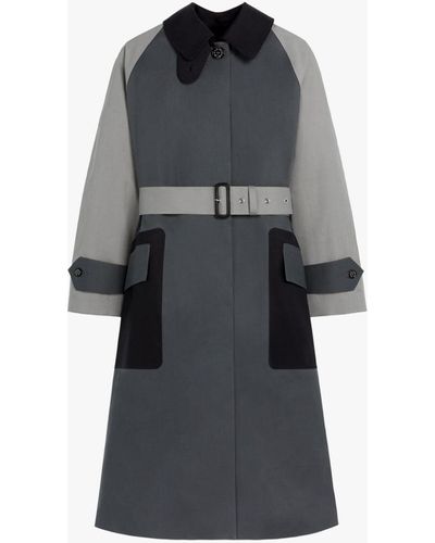 Mackintosh Knightswood Bonded Cotton Colourblock Trench Coat - Grey