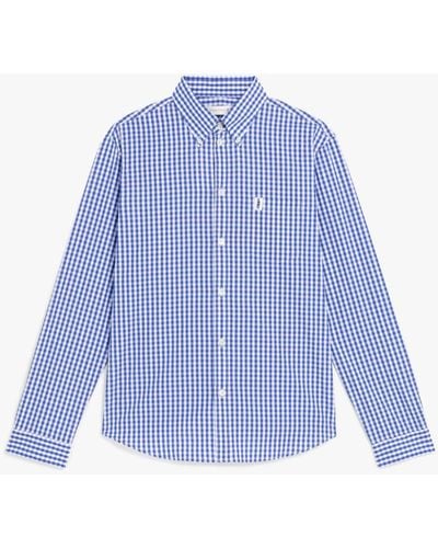 Mackintosh Bloomsbury Blue Check Cotton Shirt Gsc-107