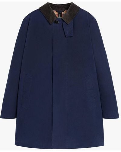 Mackintosh Norfolk Navy Waxed Cotton Coat - Blue