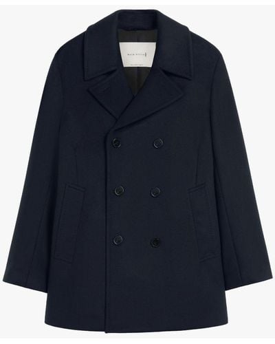 Mackintosh Dalton Navy Wool & Cashmere Pea Coat Gm-1075f - Blue