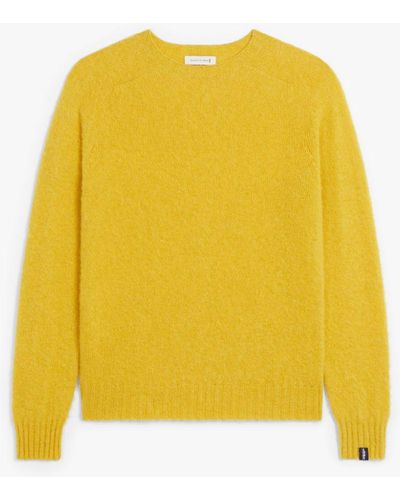 Mackintosh Hutchins Bright Yellow Wool Crewneck Sweater