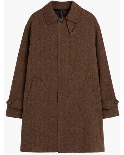 Mackintosh Soho Brown Herringbone Wool Overcoat