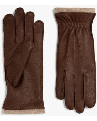 Mackintosh Walnut Leather Cashmere Lined Gloves - Brown