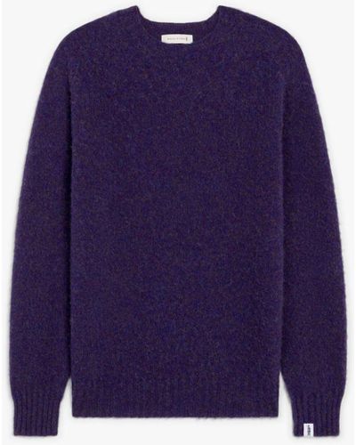 Mackintosh Hutchins Violet Wool Crewneck Sweater - Purple