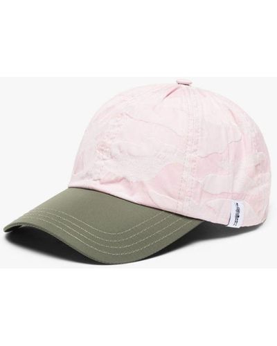 Mackintosh Tipping Pink Camo Nylon Baseball Cap - White