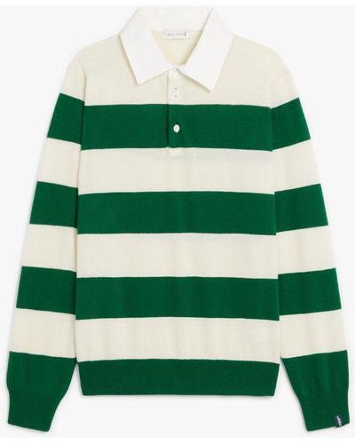 Mackintosh Green Wool Knitted Rugby Shirt Gkm-202 - White