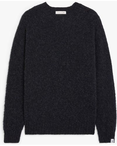 Mackintosh Hutchins Charcoal Wool Crew Neck Sweater - Gray