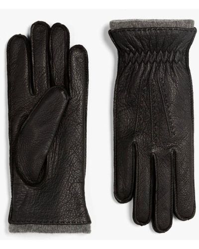 Mackintosh Black Leather Cashmere Lined Gloves