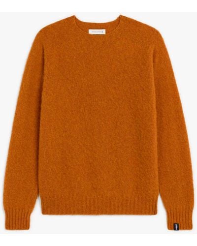Mackintosh Hutchins Burnt Orange Wool Crewneck Sweater - White