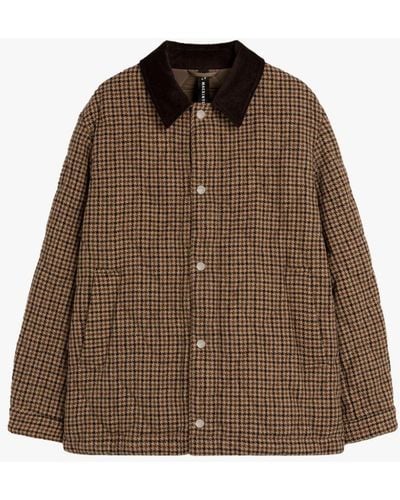 Mackintosh Teeming Brown Check Wool Quilted Coach Jacket