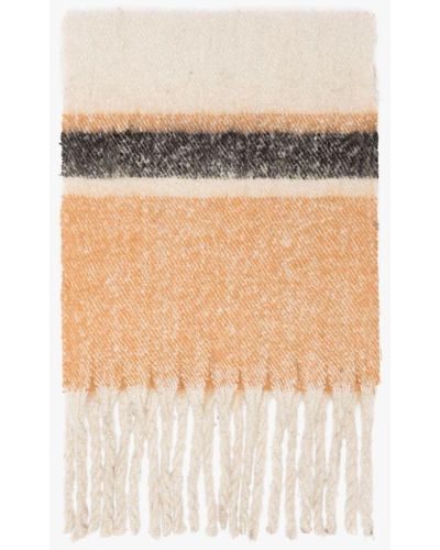 Mackintosh Natural Striped Blanket Scarf - White
