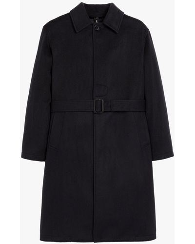 Mackintosh Milan Navy Wool & Cashmere Single-breasted Trench Coat - Blue