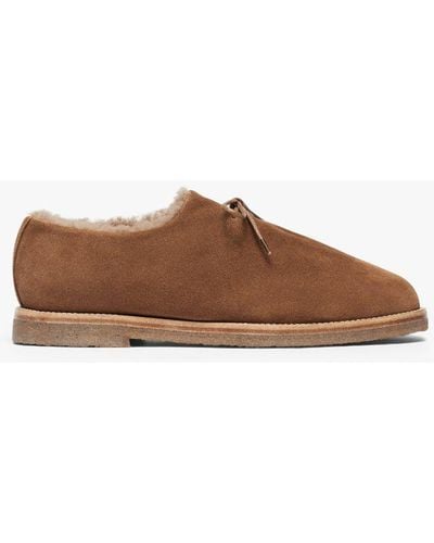 Mackintosh Jacques Solovière Tobacoo Shearling Suede Lace-up Shoes - Brown