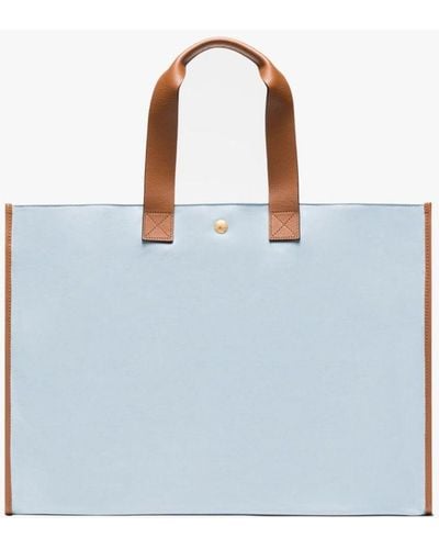 Mackintosh L/uniform Natural & Sky Bonded Cotton Foldable Bag - Blue