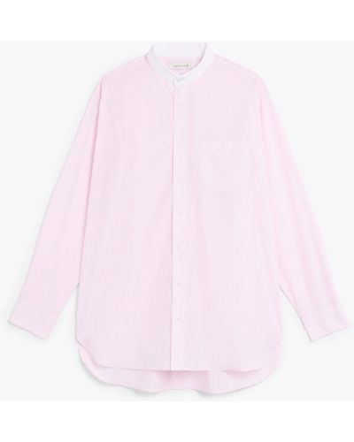 Mackintosh Roma Pink Stripe Cotton Mandarin Collar Shirt Gsf-300