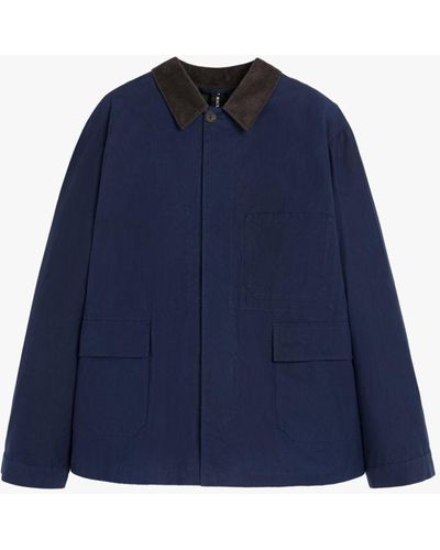 Mackintosh Drizzle Navy Waxed Cotton Chore Jacket - Blue