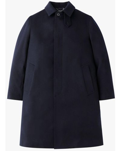 Mackintosh Dunkeld Navy Wool 3/4 Coat - Blue