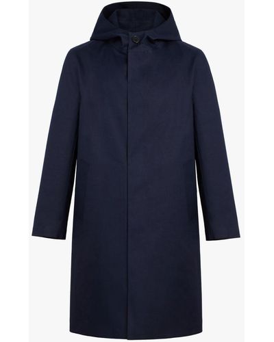 Mackintosh Chryston Navy Bonded Cotton Hooded Coat Gr-1003d - Blue