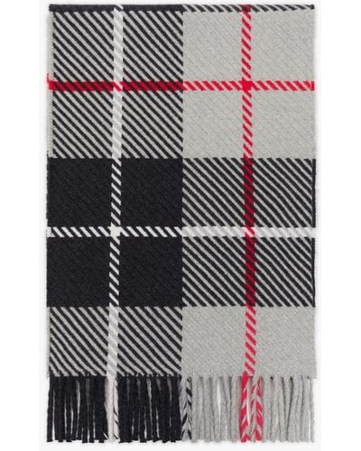 Mackintosh Barclay Gray Check Merino Wool & Cashmere Scarf Acc-022