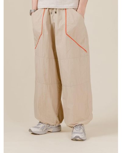 Mackintosh This Thing Of Ours Flora Beige Taped Wide Trousers - Natural