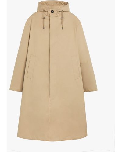 Mackintosh Wolfson Fawn Raintec Cotton Long Hooded Coat Gmc-110 - Natural