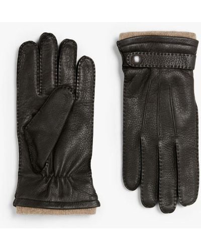 Mackintosh Black Deerskin Leather Cashmere Lined Gloves