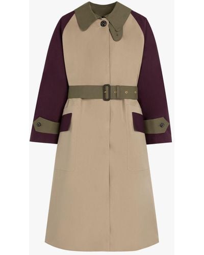Mackintosh Knightwoods Fawn Colour Block Bonded Cotton Trench Coat - Natural