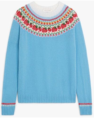 Mackintosh Kelsi Blue Wool Fair Isle Crewnek Sweater
