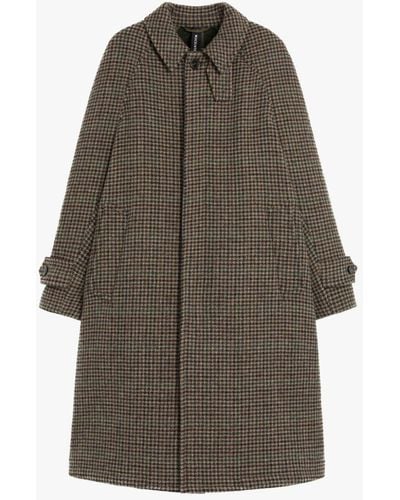 Mackintosh Boston Green Check Wool Overcoat - Grey