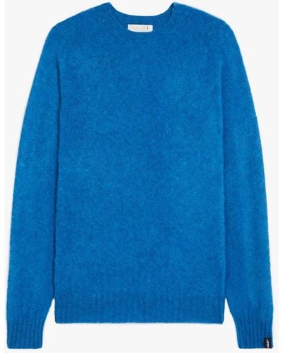 Mackintosh Hutchins Blue Wool Crew Neck Sweater
