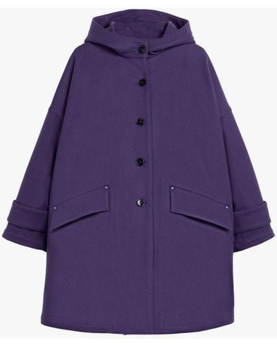 Mackintosh Humbie Hood Purple Wool Overcoat