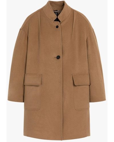 Mackintosh Freddie Beige Wool & Cashmere Cocoon Coat - Brown