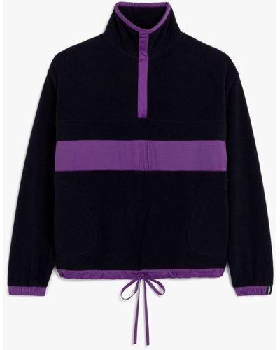 Mackintosh Purple & Navy Fleece Popover Jacket - Blue