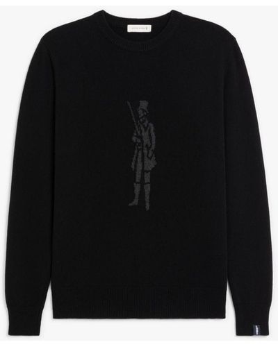 Mackintosh Black Merino Wool & Cashmere Logo Crewneck Jumper